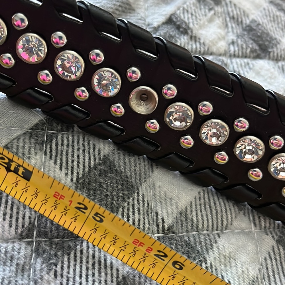 Leather Belt w Rinestones - Picture 4 of 5